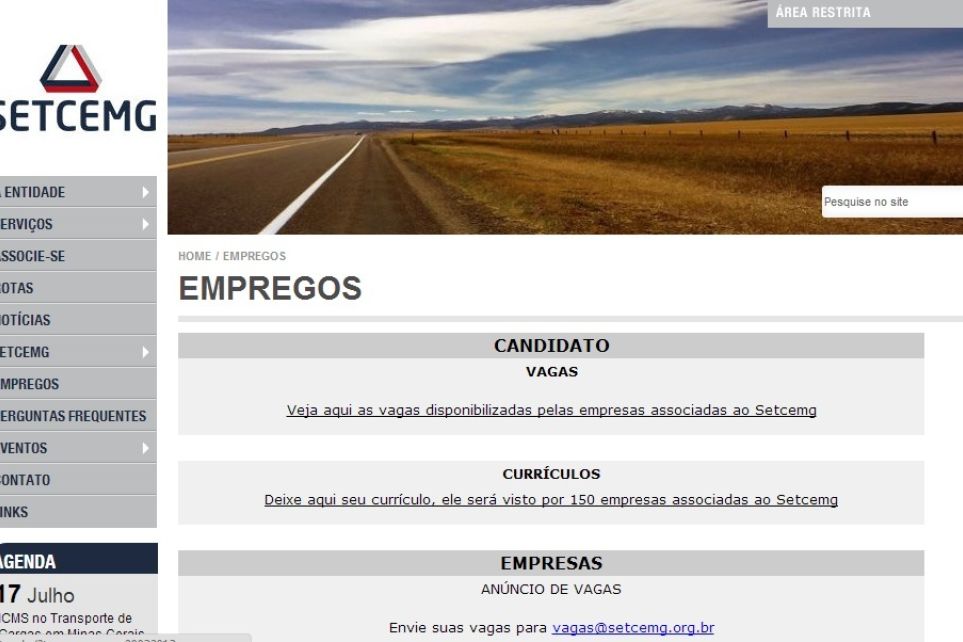 Conhea o servio de divulgao de vagas oferecido pelo Setcemg